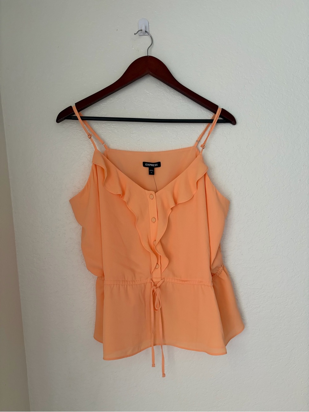 Express Peach Ruffle Tie-Front Cami - Picture 4 of 8